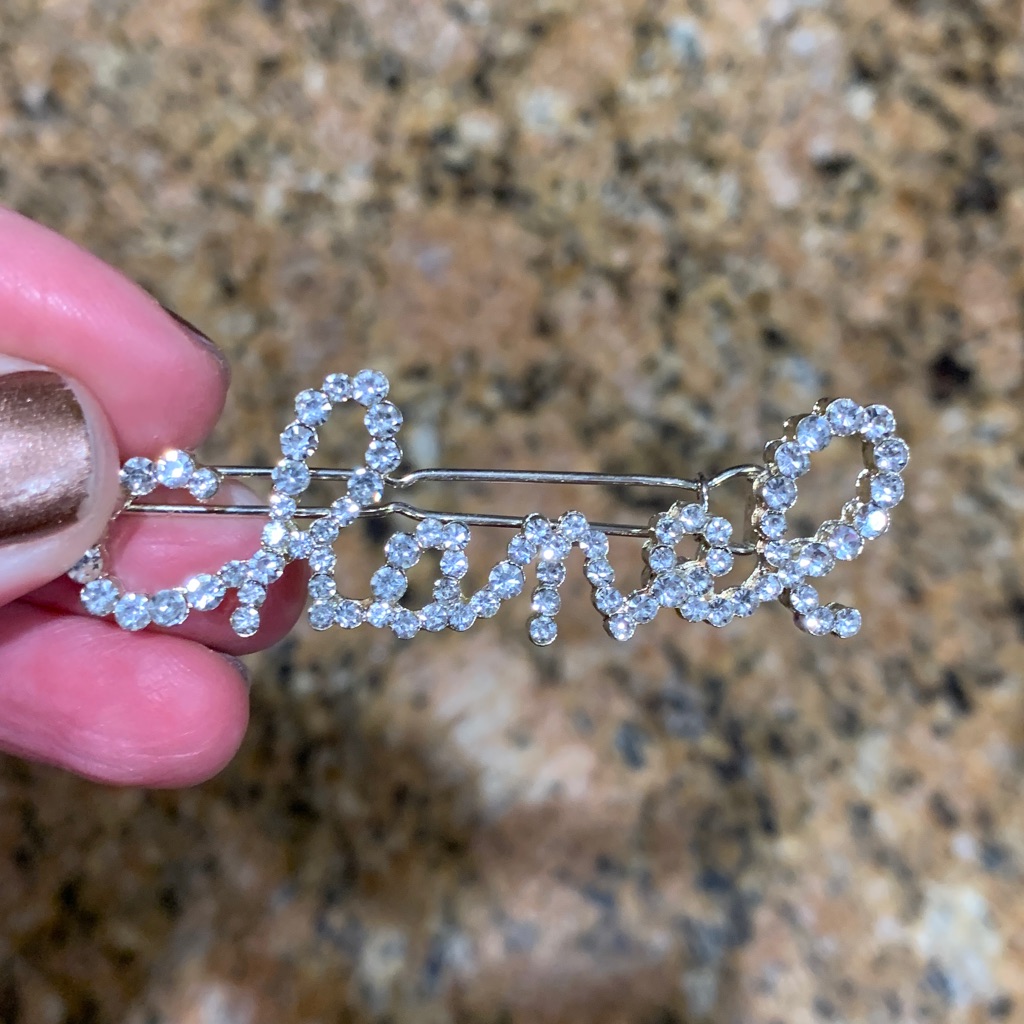 Absolutely Stunning Chanel Hair Clip With Crystals In Writing Chanel ,Must Have!